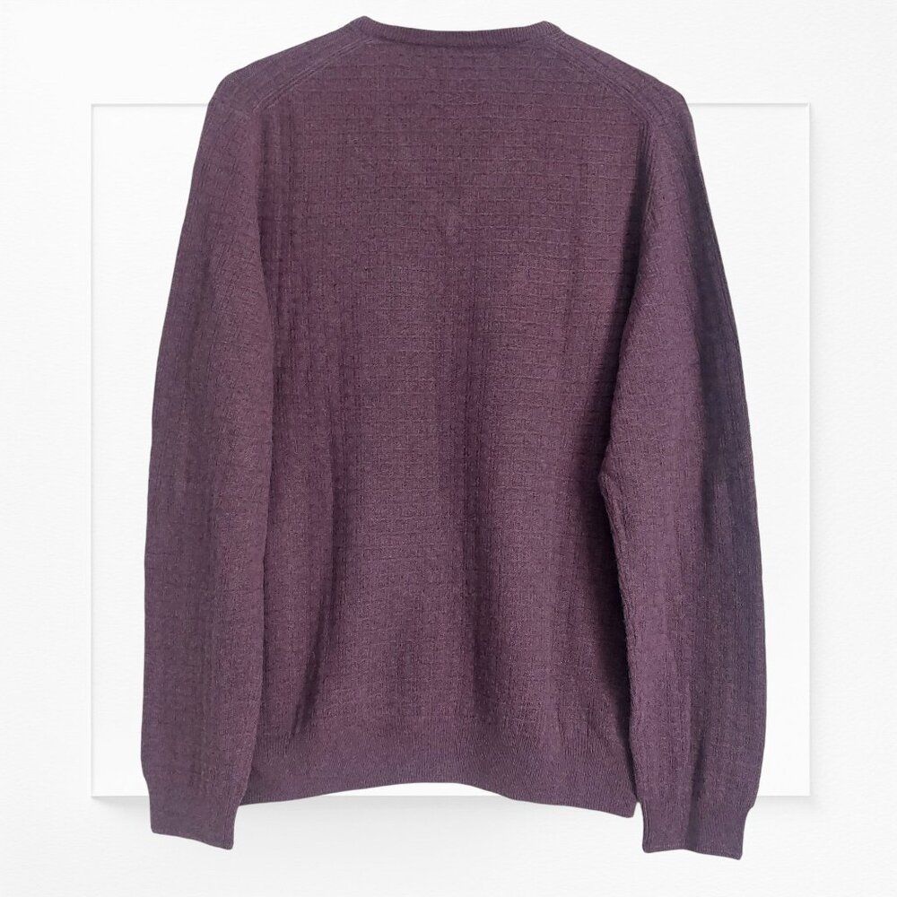 JoS. A. Bank Men's Wool Sweater L Burgundy Pullover V Neck Classic Menswear NEW - Picture 3 of 8